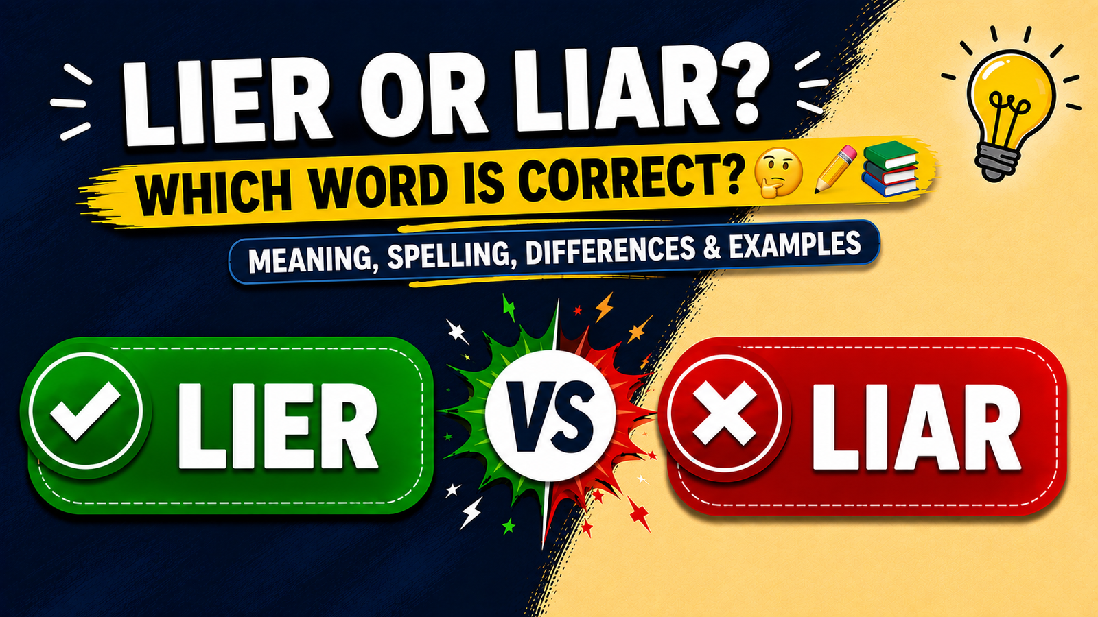 Lier or Liar? 🤔 Which Word Is Correct? Meaning, Spelling, Differences & Examples