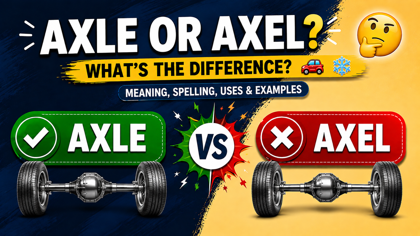 Axle or Axel? 🤔 What’s the Difference? Meaning, Spelling, Uses & Examples 🚗❄️