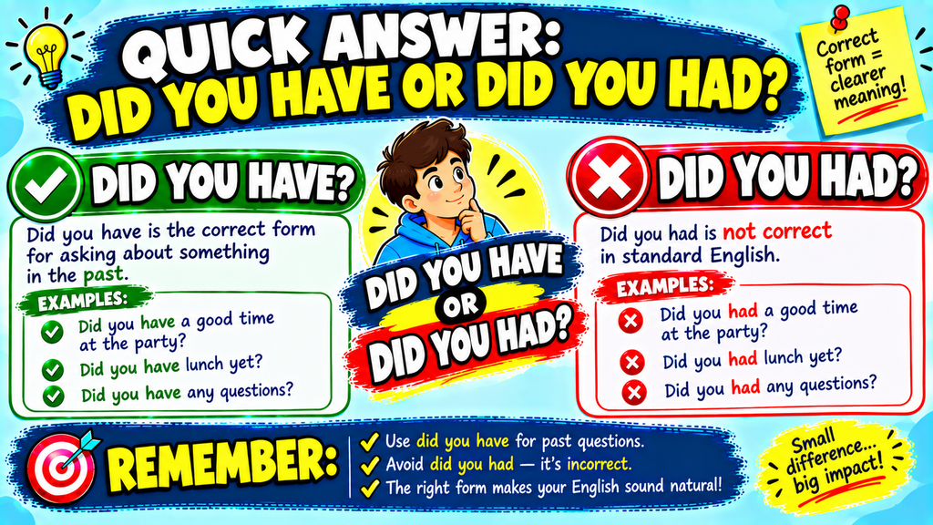 Did You Have or Did You Had?
