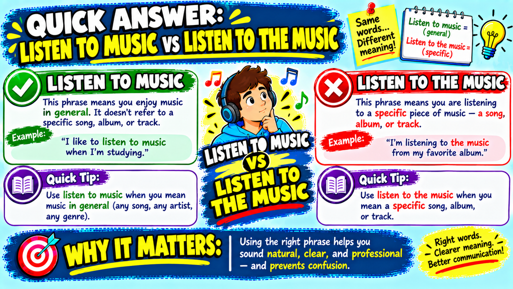Listen to Music vs Listen to the Music
