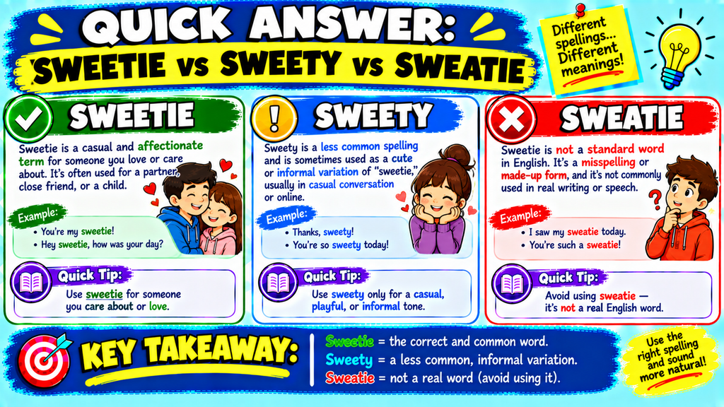 Sweetie vs Sweety vs Sweatie 
